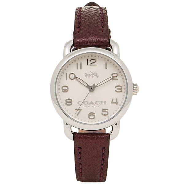 Delancey White Dial Ladies Metallic Purple Leather Watch