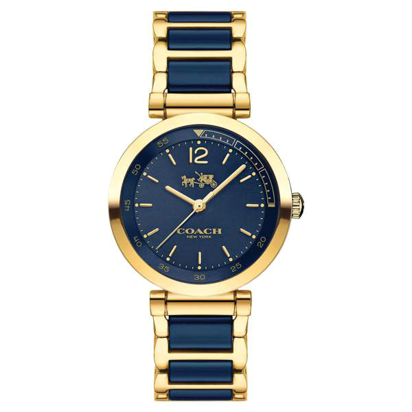 Tristent Two-Tone Gold-Plated Stainless Steel & Blue Ceramic Ladies' Watch