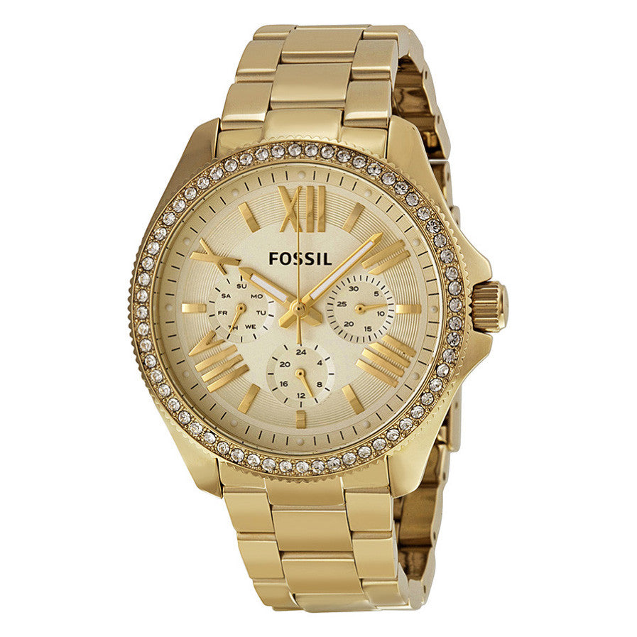 Cecile Multifunction Gold Dial Gold-tone Ladies Watch