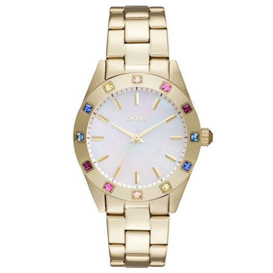 Glitz White Mother of Pearl Dial Gold-tone Bracelet Ladies Watch
