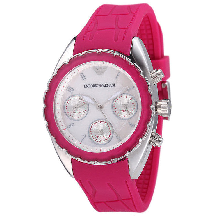 Emporio Sports Chronograph White Dial Pink Ladies' Watch