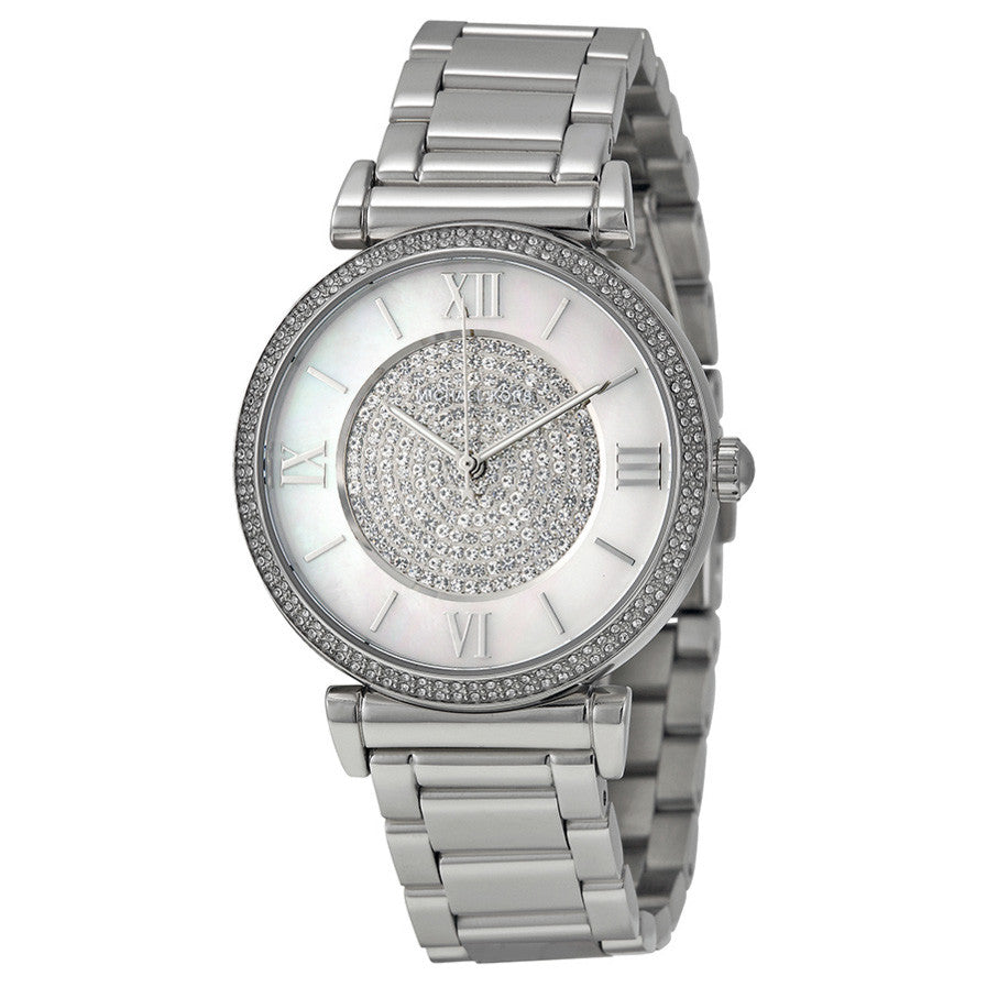 Caitlin Silver Crystal Pave Dial Ladies Watch