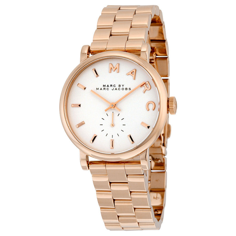 Baker Silver Dial Rose Gold-tone Ladies Watch