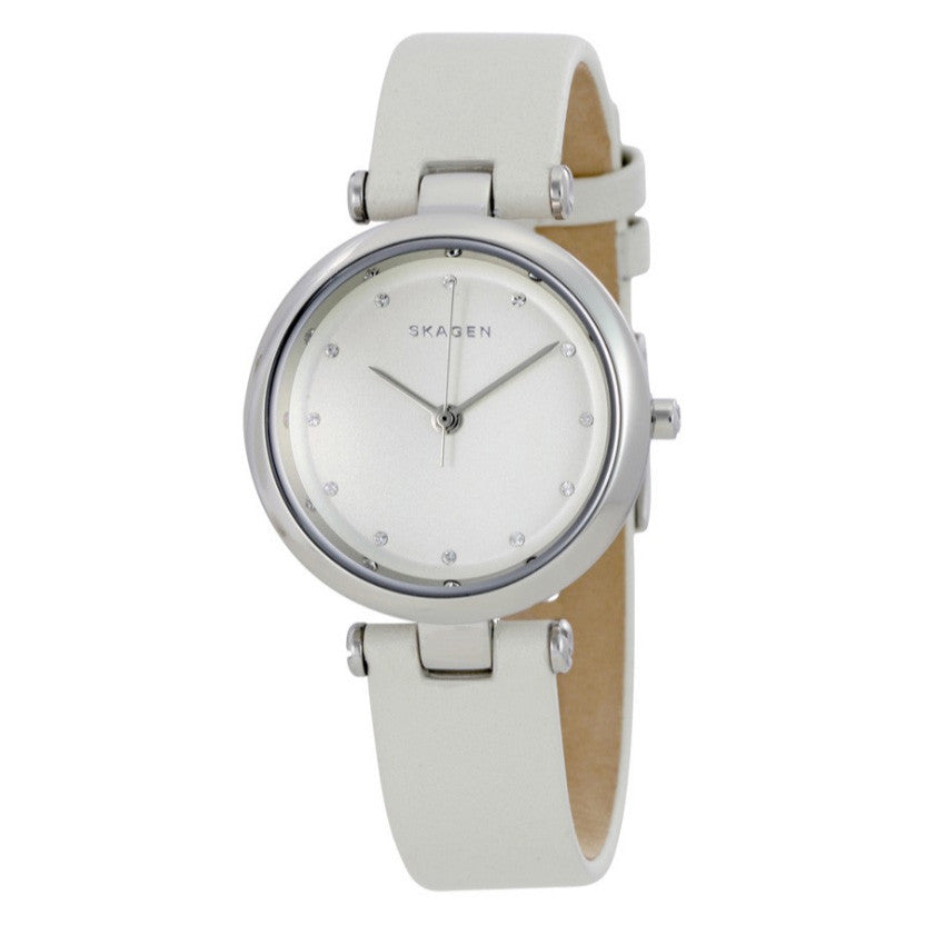Tanja Silver Dial White Leather Ladies Watch