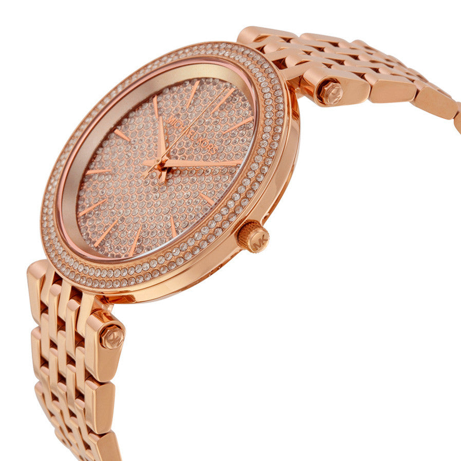 Darci Crystal Pave Rose Gold-Tone Stainless Steel Ladies Watch