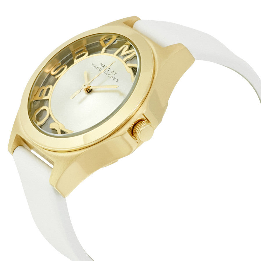 Henry White Dial White Leather Ladies Watch