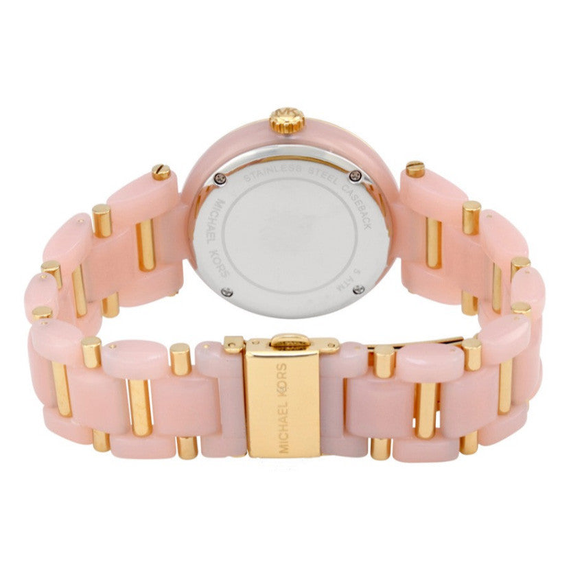 Delray Gold-Tone Dial Pink Acetate Ladies Watch