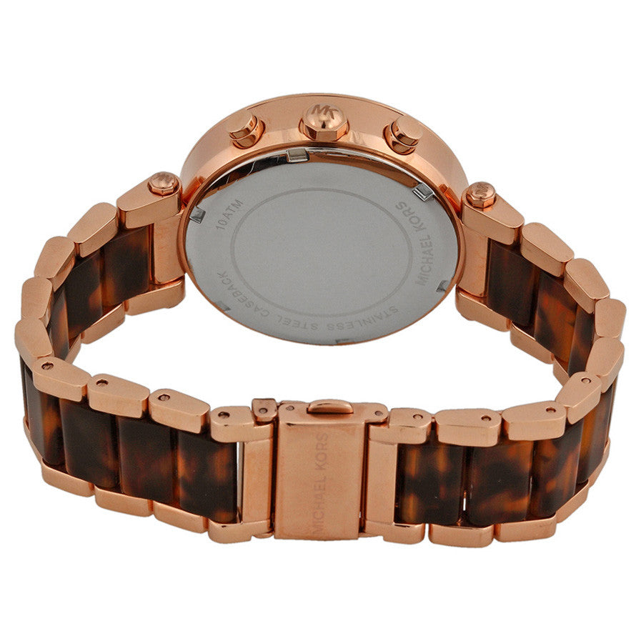 Parker Chronograph Rose Dial Rose Gold-plated Tortoise-shell Acetate Ladies Watch