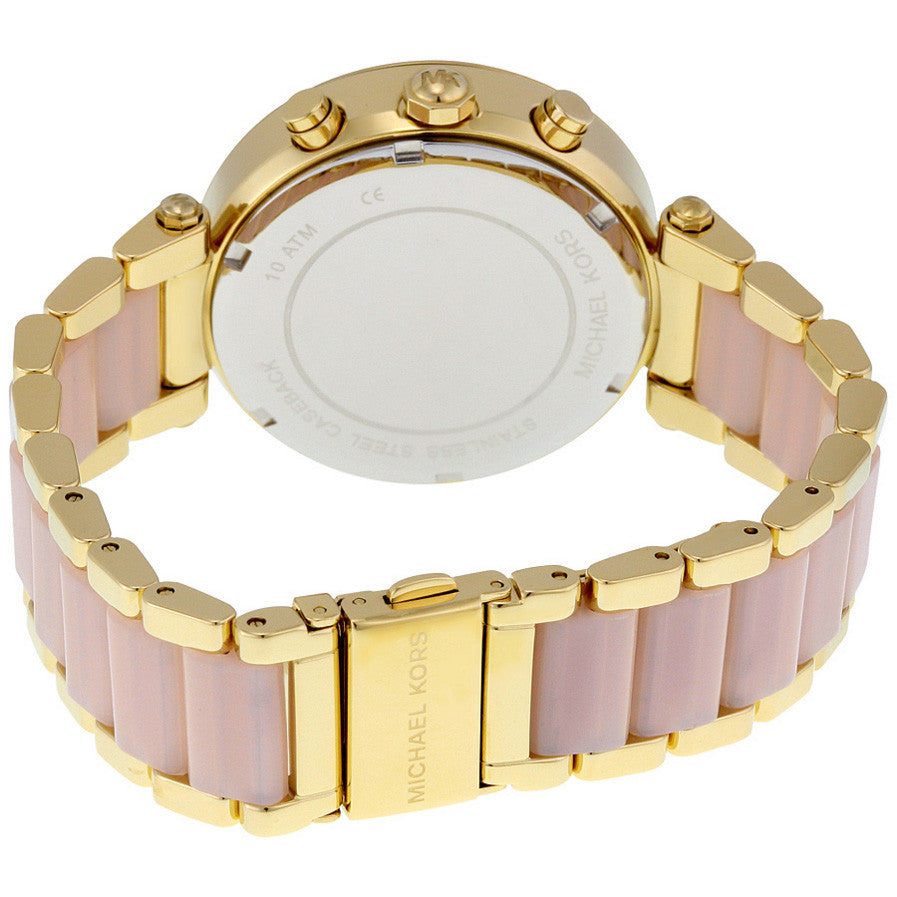 Parker Pink Dial Gold-Tone Stainless Steel Pink Acetate Ladies Watch