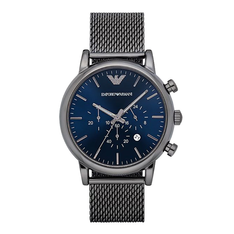 Luigi Sport Chronograph Black Dial Grey Stainless Steel Mesh Bracelet Men's Watch