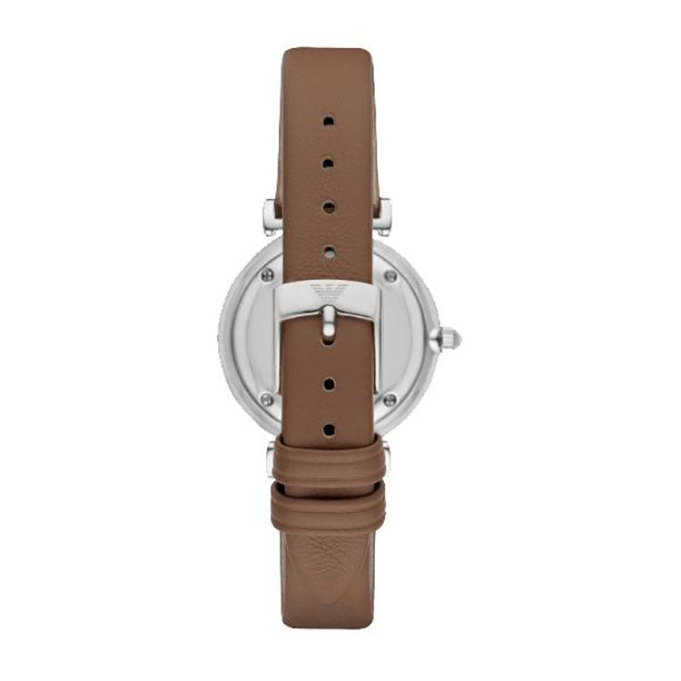 Retro Chronograph Silver Dial Brown Leather Ladies' Watch