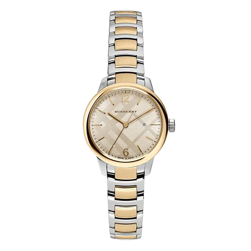 The Classic Check Gold Dial Two Tone Stainless Steel Ladies' Watch