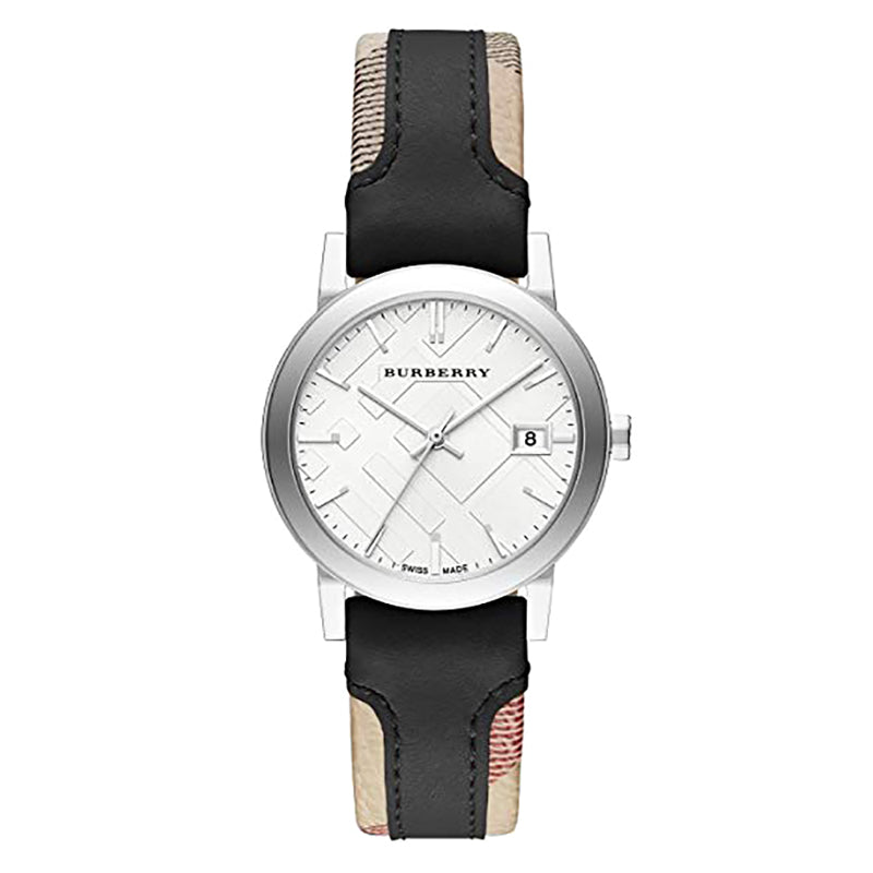 The City White Dial Black Fabric Strap Ladies Watch