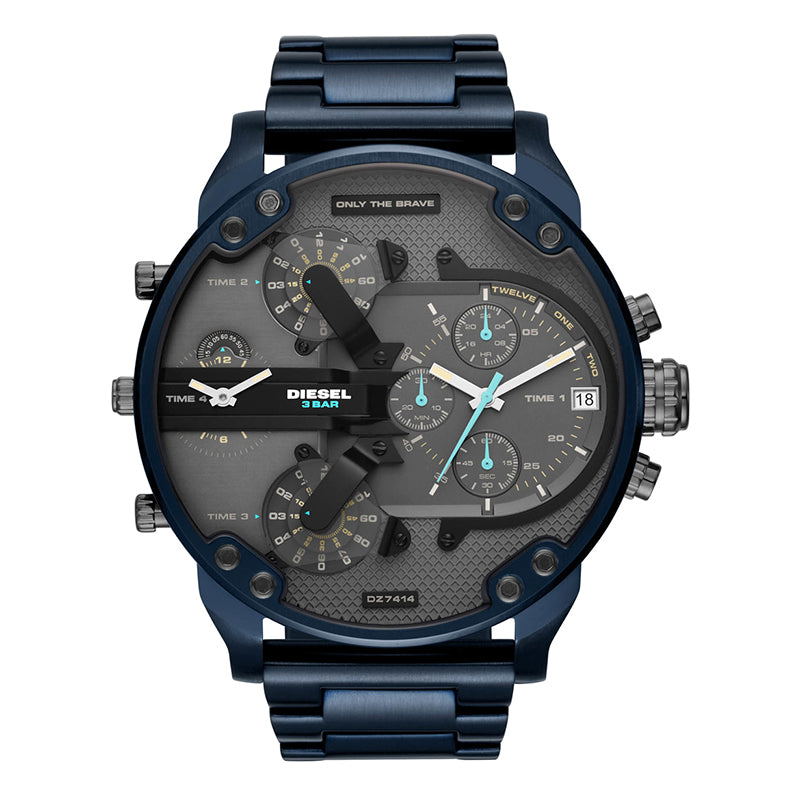 Men's Chronograph Mr. Daddy 2.0 Grey Dial With Blue Tone Stainless Steel Bracelet Watch