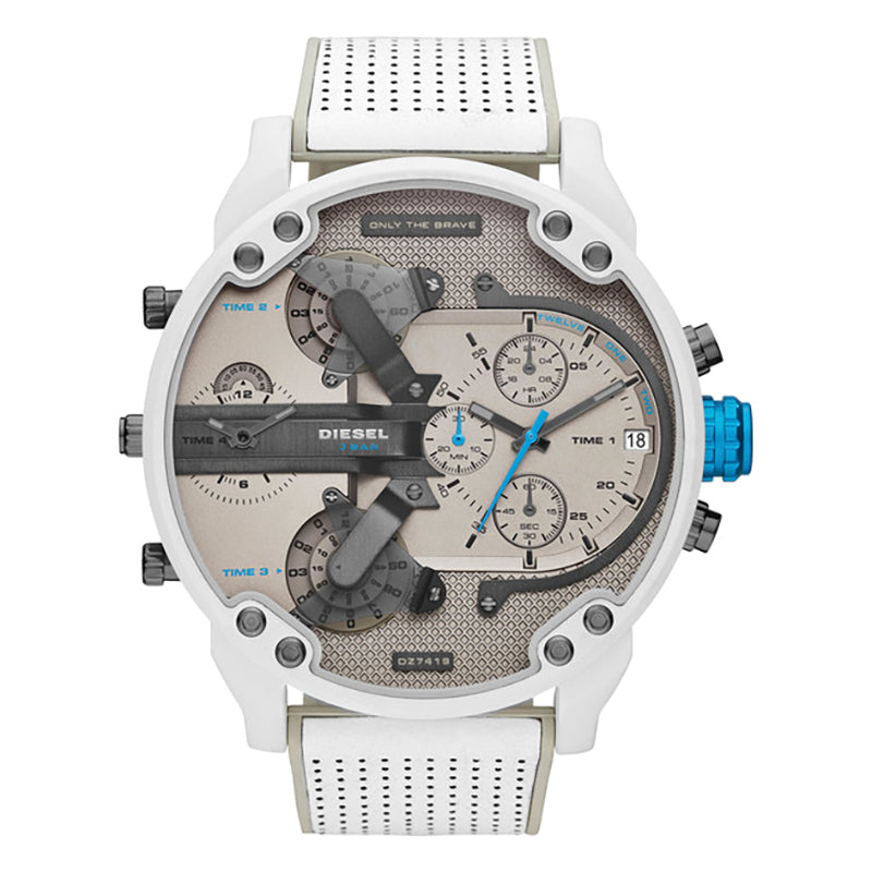 Men's Chronograph Mr. Daddy 2.0 Grey Dial With White and Grey Leather Strap Watch
