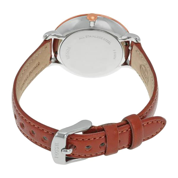 Jacqueline Silver Dial Brown Leather Ladies Watch