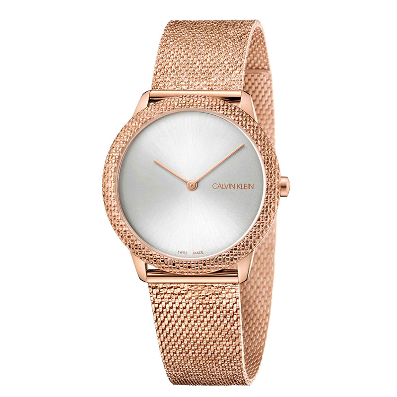 Minimal 35mm Silver Dial Rose Gold-Tone Stainless Steel Ladies Watch