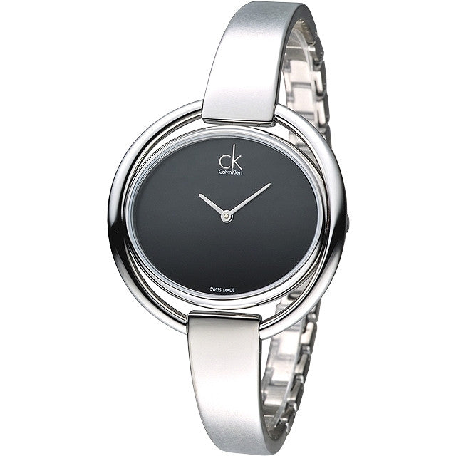 Impetuous Silver Stainless Steel Black Dial Ladies Watch