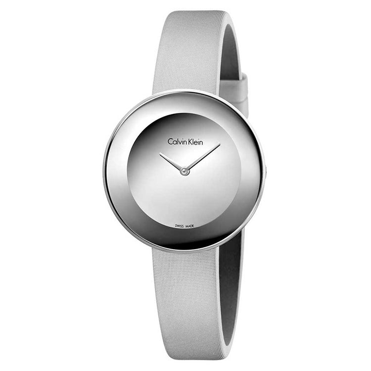 Chic Silver Dial Grey Leather Strap Ladies' Watch