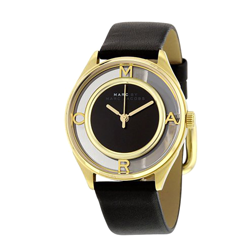 Marc By Marc Jacobs Tether Black Dial Gold Tone Case Leather Ladies Watch