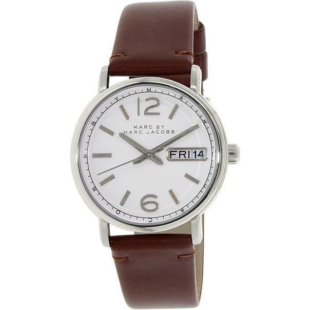 Fergus White Dial Brown Leather Ladies Watch