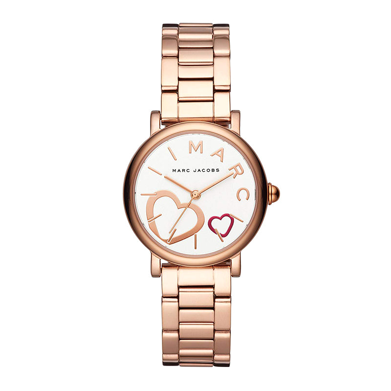 Classic White Dial Rose Gold-Tone Stainless Steel Ladies Watch