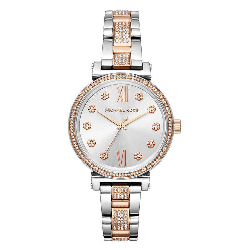 Sofie Crystal Silver Dial Two-tone Ladies Watch