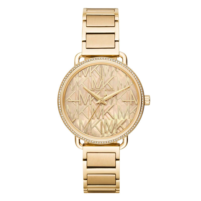Portia Gold Tone Glossy Dial With Mother Of Pearl Logo Details Ladies' Watch