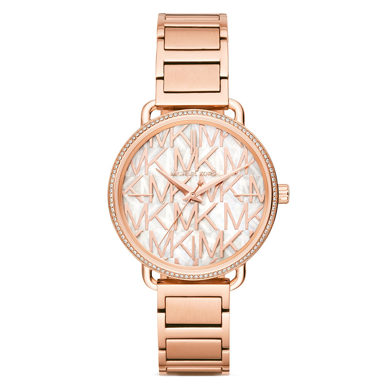 Portia Rose Gold Tone Glossy Dial With Mother Of Pearl Logo Details Ladies' Watch