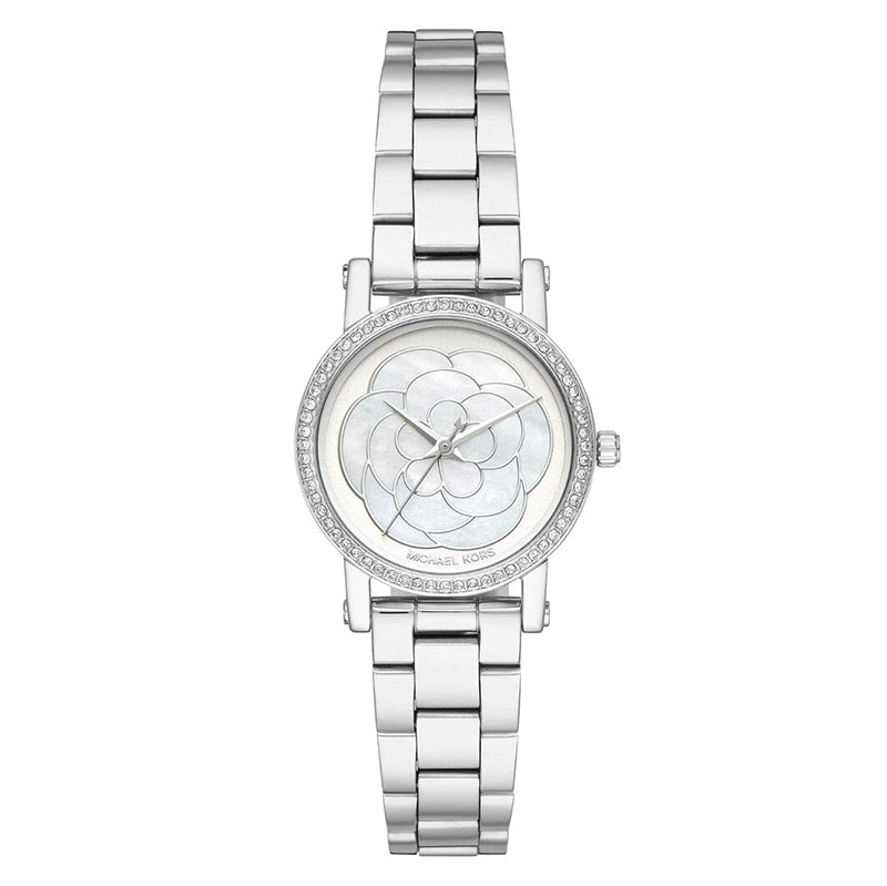 Petite Norie Glossy White Mother Of Pearl Dial with Stainless Steel Bracelet Ladies Watch