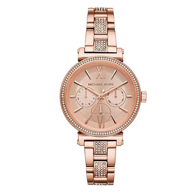 Sofie Multi-function Crystal Rose Gold Dial Rose Gold Tone Stainless Steel Bracelet Ladies Watch