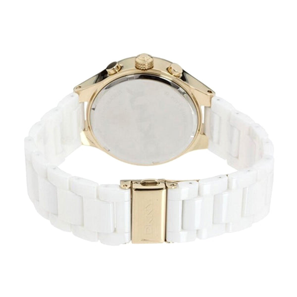 White Dial Chronograph Gold-tone White Ceramic Ladies Watch