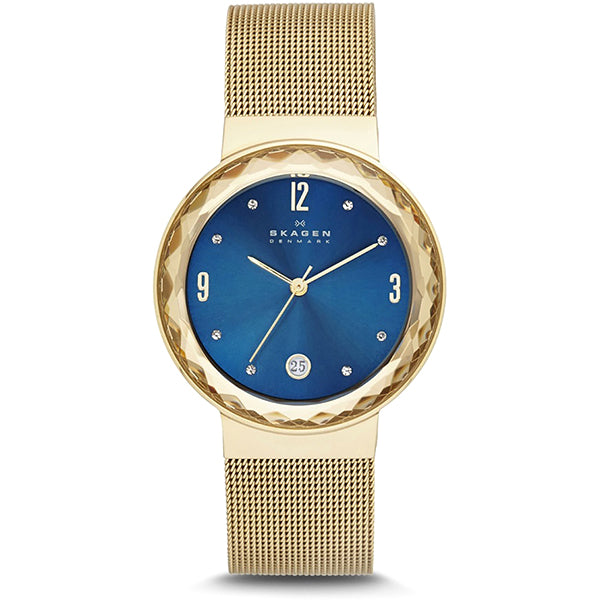 Leonora Blue Dial Gold-plated Ladies Watch