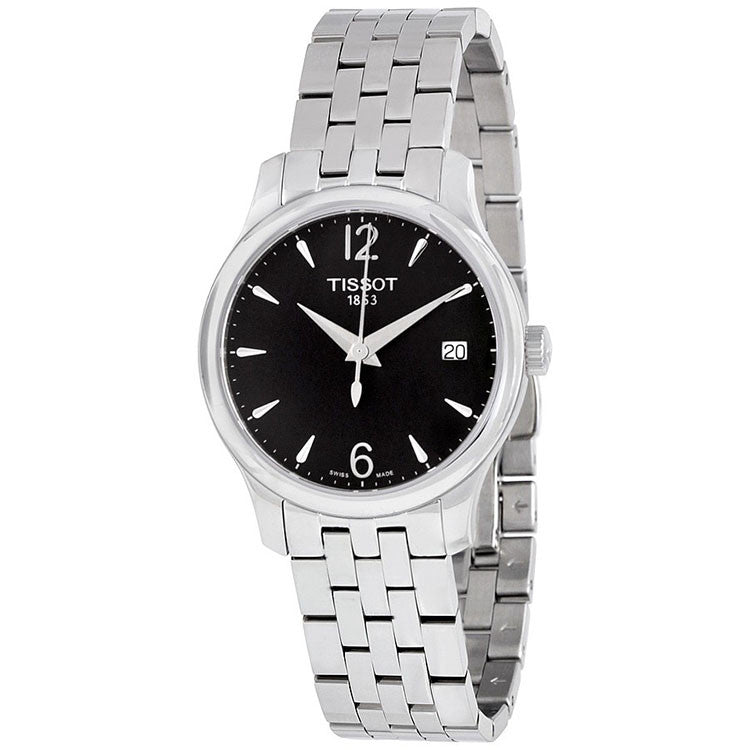 T-Classic Tradition Black Dial Stainless Steel Ladies Watch