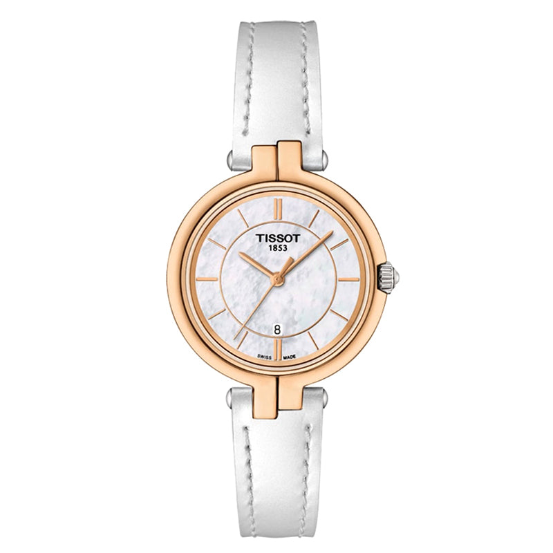 Flamingo White Mother of Pearl Dial Rose Gold Case Ladies Watch