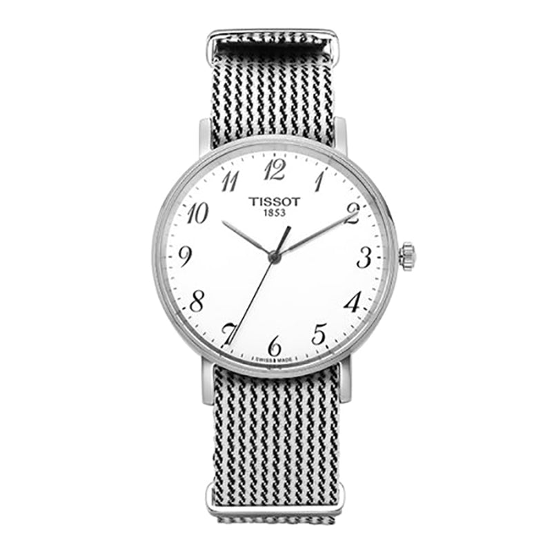 T-Classic Everytime White Dial 38 mm with Black and White Fabric Strap Unisex Watch